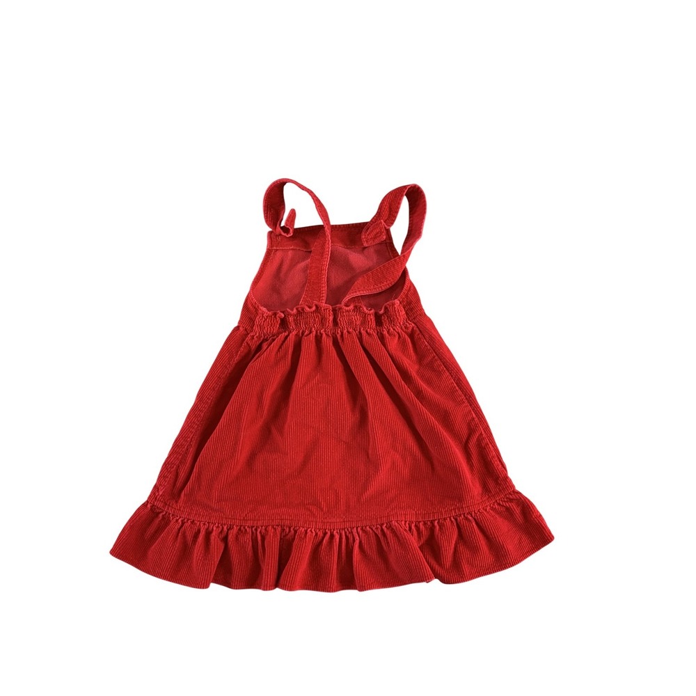 Alyssa Dress Girls Small Red Corduroy Ruffle Hem Pinafore Jumper 100% Cotton
